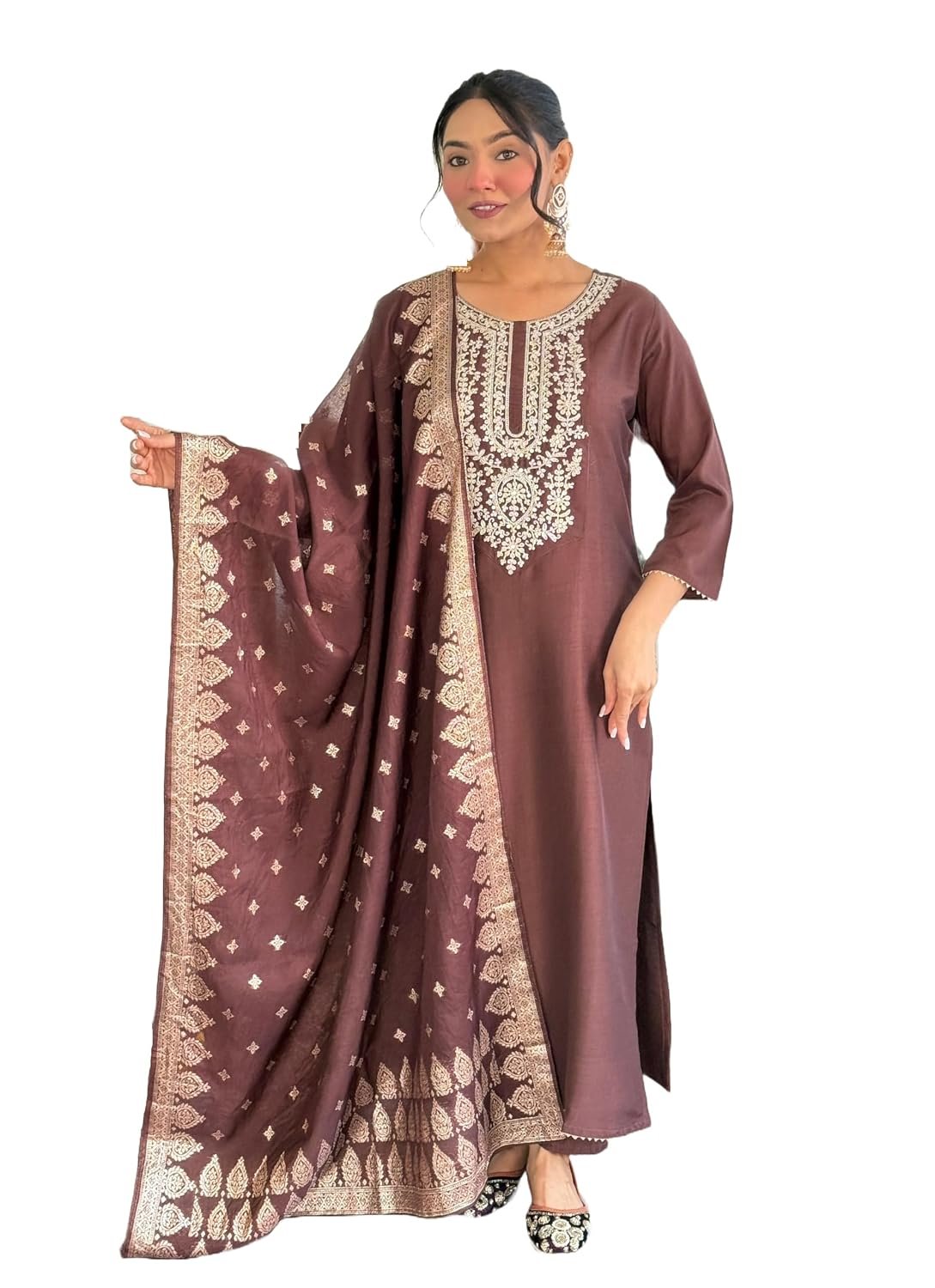 Art Silk Kurti, pant and soft Banarasi Silk Dupatta