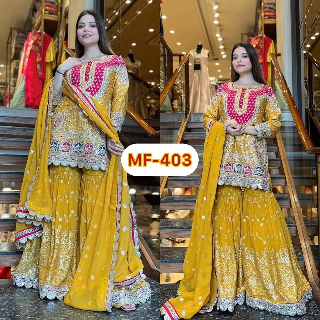 Georgette Heavy Work Sharara Suit Set